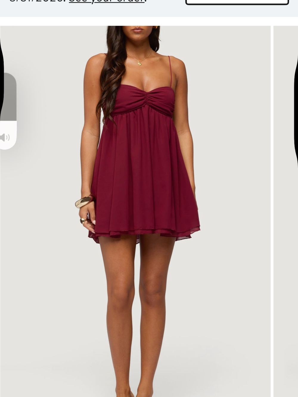 Edikted Burgundy Spaghetti Strap Mini Dress Homecoming